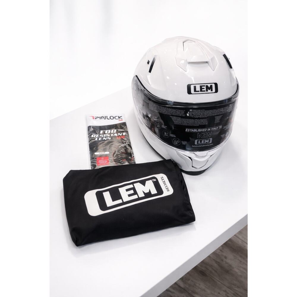 LEM Carver Full Face Motorcycle Helmet White Size M DOT ECE w/ Box Pinlock